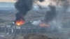 RUSSIA - Fire on the roof of a building on the territory of the Special Forces University in Chechnya