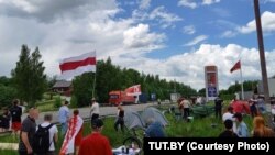 Пикет у литовского пункта Мядининкай, 5 июня 2021 года 